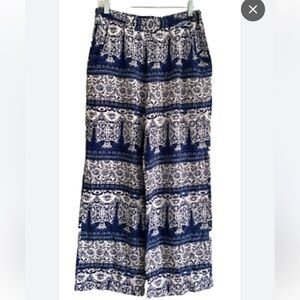 Figueroa & Flower Blue  White Wide Leg Palazzo Pants